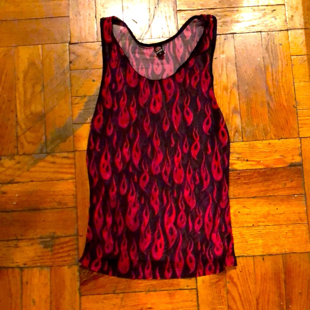 Always A Flame Sheer Tank Top SZ S
